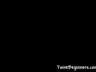 Hot twink wipes his ass with nice dildo